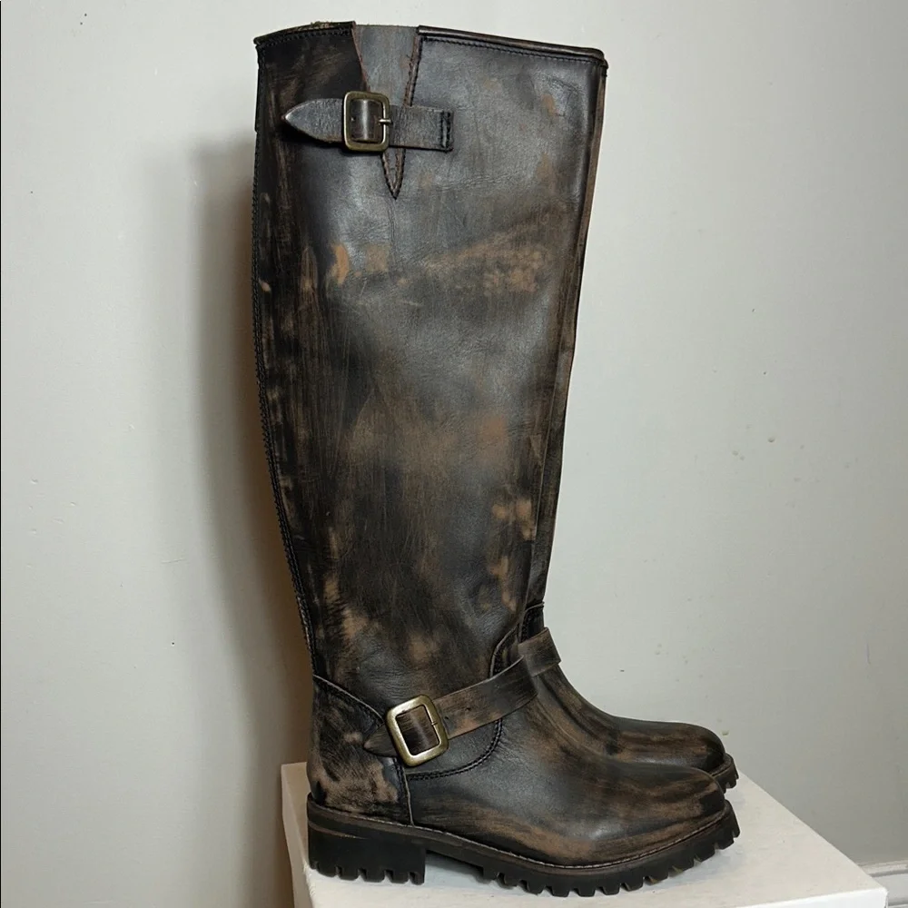 Freebird Distressed Battle Brown Knee-High Boots - Picture 1 of 8